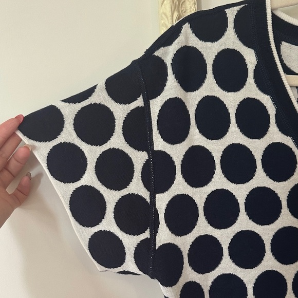 CAbi | Volley Reversible Navy and White Polka Dot Short Sleeve Pullover Sweater - Picture 6 of 16